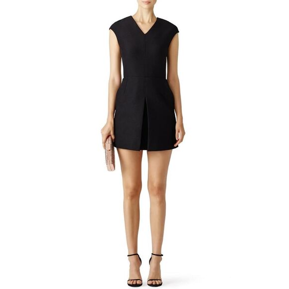VINCE Black Inverted Pleat Dress - Size 6 - New - Picture 1 of 5